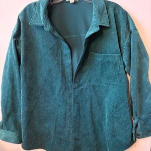 Womens Green/Teal Corduroy Shacket